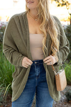 Load image into Gallery viewer, Seagrass Waffle Knit Drop Shoulder Open Front Pocketed Plus Size Cardigan
