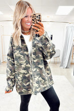 Load image into Gallery viewer, Green Camo Chest Pockets Loose Jean Jacket
