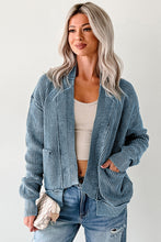 Load image into Gallery viewer, Evergreen Mineral Wash Exposed Seam Patchwork Knit Open Sweater Cardigan
