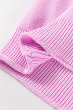 Load image into Gallery viewer, Pink Raw Edge Ribbed Detail Drop Shoulder Sweater
