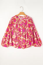 Load image into Gallery viewer, Pink Floral Print Batwing Sleeve Buttoned Loose Fit Shirt
