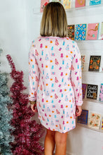 Load image into Gallery viewer, Pink Christmas Twinkle Tree Print Shirt Sleep Dress
