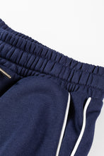 Load image into Gallery viewer, Navy Blue Contrast Piping Zipped Pullover Cropped Pants Set
