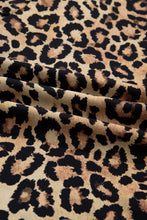 Load image into Gallery viewer, Brown Wild Leopard Print Contrast Striped Frilled Trim Chic Shirt
