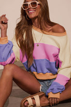 Load image into Gallery viewer, Phalaenopsis Color Block Patchwork Drop Shoulder Cropped Sweatshirt
