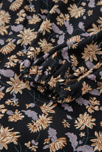 Load image into Gallery viewer, Black Floral Deep V Neck Smocked Bust Bubble Sleeve Babydoll Dress
