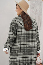 Load image into Gallery viewer, Black Plus Size Macrame Plaid Coat
