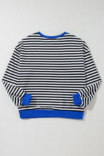 Load image into Gallery viewer, Black Stripe Oversized Contrast Trim Pullover Sweatshirt
