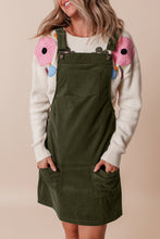 Load image into Gallery viewer, Vineyard Green Solid Front Pockets Sleeveless Corduroy Overall Dress
