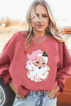 Load image into Gallery viewer, Strawberry Pink Santa Claus Sparkle Corded Crew Neck Sweatshirt
