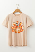 Load image into Gallery viewer, Khaki Thanksgiving Bowknot Turkey Graphic Crewneck Tee
