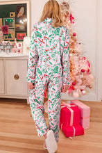Load image into Gallery viewer, Pink Christmas Berries Plant Print Satin Long Sleeve Pajama Set
