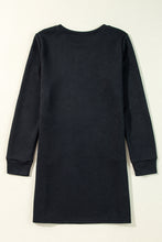 Load image into Gallery viewer, Black Solid Color Textured Long Sleeve Shift Dress
