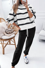 Load image into Gallery viewer, Black Stripe Drop Shoulder Pullover and Jogger Pants Set
