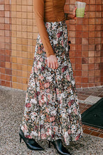 Load image into Gallery viewer, Brown Floral Print High Waist Maxi Skirt
