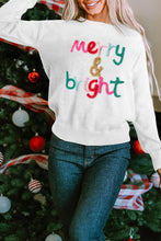 Load image into Gallery viewer, White Merry &amp; Bright Round Neck Casual Sweater
