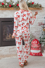 Load image into Gallery viewer, Red Christmas Bow Print Long 2pcs Pajama Set
