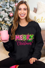 Load image into Gallery viewer, Black MERRY Christmas Playful Letter Print Drop Shoulder Sweatshirt
