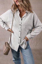 Load image into Gallery viewer, DEAR-LOVER Stripe Roll-tab Sleeve Pocketed Long Shirt
