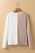 Load image into Gallery viewer, Khaki Colorblock Long Sleeve Crew Neck Top

