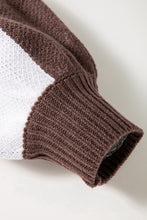 Load image into Gallery viewer, Dark Brown Checkered Bishop Sleeve Sweater

