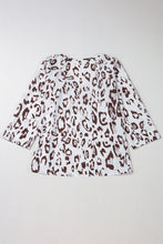 Load image into Gallery viewer, Khaki Leopard Print Ruched V Neck 3/4 Sleeve Blouse
