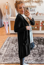 Load image into Gallery viewer, Black Solid Color Open Front Cardigan with Pocket
