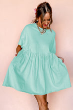 Load image into Gallery viewer, Moonlight Jade Solid Color Pocketed Raw Edge Babydoll Dress
