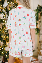 Load image into Gallery viewer, White Christmas Print Short Sleeve Shirt and Shorts Pajama Set
