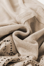 Load image into Gallery viewer, Parchment Knit Crochet Exposed Seam Ribbed Trim Sweatshirt
