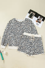 Load image into Gallery viewer, Khaki Plus Size Leopard Loose Pullover Casual Shorts 2pcs Outfit
