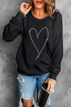 Load image into Gallery viewer, Black Rhinestone Heart Pattern Valentines Fashion Sweatshirt
