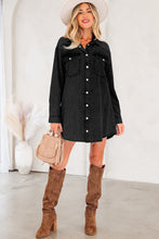 Load image into Gallery viewer, Medium Grey Beau Chest Pocket Raw Hem Denim Loose Shirt Dress
