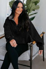 Load image into Gallery viewer, Black Half Zip Kangaroo Pocket Mineral Wash Baggy Hoodie
