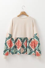 Load image into Gallery viewer, Jet Stream Paisley Geometric Patchwork Crew Neck Loose Fit Top
