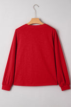 Load image into Gallery viewer, Racing Red Solid Color Button V Neck Long Sleeve Top
