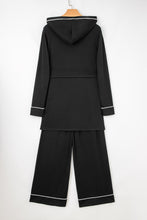 Load image into Gallery viewer, Black Contrast Trim Hooded Lounge Cardigan and Pants Set
