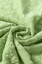 Load image into Gallery viewer, Light Green Solid Color Textured Side Split Crew Neck Blouse
