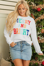 Load image into Gallery viewer, Dearlovers White Merry And Bright Cable Knit Pullover Sweatshirt
