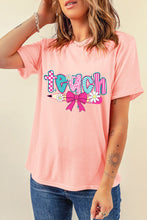 Load image into Gallery viewer, Pink Preppy Retro Checkered Coquette Teach Graphic T-Shirt
