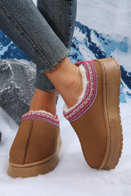 Load image into Gallery viewer, Chestnut Contrast Print Suede Plush Lined Snow Boots
