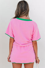 Load image into Gallery viewer, Bonbon Colorblock Edge Drop Shoulder T Shirt and Skort 2Pcs Set
