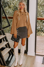 Load image into Gallery viewer, Camel Hollowed Detail Wide Sleeve Loose Pullover Sweater
