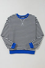 Load image into Gallery viewer, Black Stripe Oversized Contrast Trim Pullover Sweatshirt
