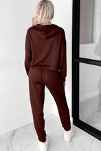 Load image into Gallery viewer, Chicory Coffee Button Drawstring Cropped Hoodie Jogger 2pcs Set
