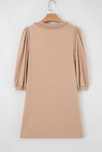Load image into Gallery viewer, Light French Beige Braided Trim Puff Sleeve Dress
