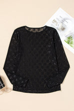 Load image into Gallery viewer, Black Mesh Bow Pattern Long Sleeve Top
