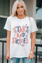 Load image into Gallery viewer, White STARS AND STRIPES Crew Neck Graphic Tee

