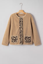 Load image into Gallery viewer, Casual Leopard Print Accent Plush Jacket with Pockets
