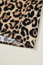 Load image into Gallery viewer, Brown Wild Leopard Print Contrast Striped Frilled Trim Chic Shirt
